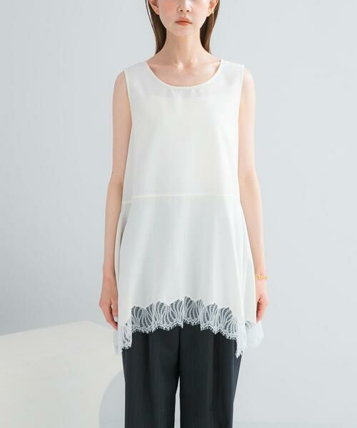 URBAN RESEARCH ROSSO / アーバンリサーチ ロッソ タンクトップ | CHIGNON　ヘムレースサテンタンクトップ | 詳細3