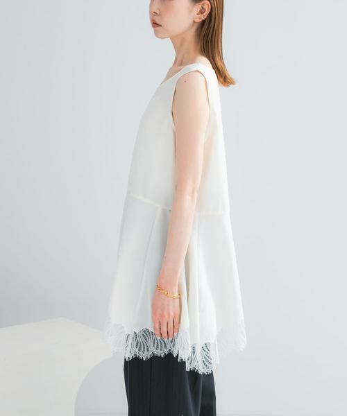 URBAN RESEARCH ROSSO / アーバンリサーチ ロッソ タンクトップ | CHIGNON　ヘムレースサテンタンクトップ | 詳細4