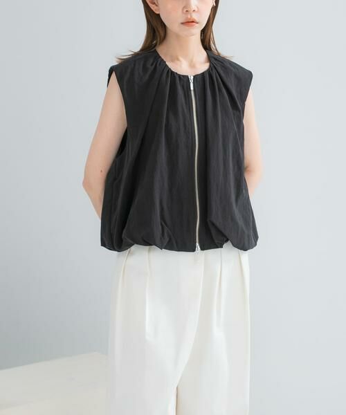 URBAN RESEARCH ROSSO / アーバンリサーチ ロッソ ベスト | CHIGNON　ダブルジップバルーンジレ（ブラック）