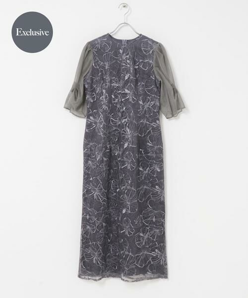 URBAN RESEARCH ROSSO / アーバンリサーチ ロッソ ドレス | 『別注』kaene×ROSSO　フラワーエンブロイダリードレス（チャコールグレー）