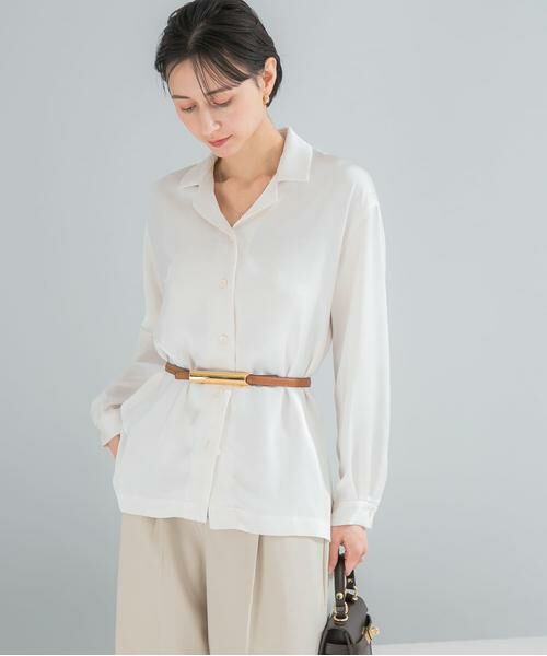 URBAN RESEARCH ROSSO / アーバンリサーチ ロッソ シャツ・ブラウス | オープンカラーヴィンテージシルキーサテンブラウス | 詳細1