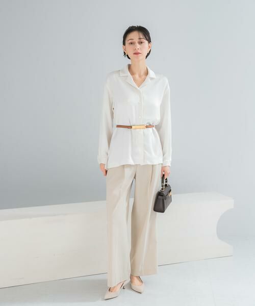 URBAN RESEARCH ROSSO / アーバンリサーチ ロッソ シャツ・ブラウス | オープンカラーヴィンテージシルキーサテンブラウス（オフホワイト）