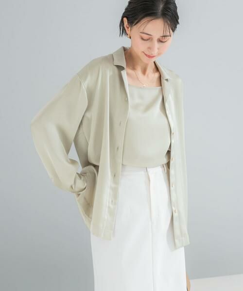 URBAN RESEARCH ROSSO / アーバンリサーチ ロッソ シャツ・ブラウス | オープンカラーヴィンテージシルキーサテンブラウス（ベージュ系その他）