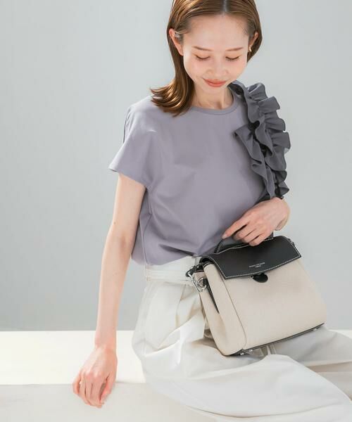 URBAN RESEARCH ROSSO / アーバンリサーチ ロッソ Tシャツ | フリルドッキングTEEブラウス（グレー）