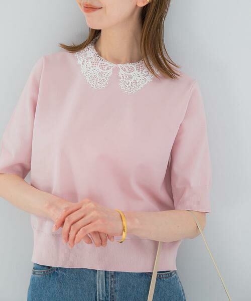 URBAN RESEARCH ROSSO / アーバンリサーチ ロッソ ニット・セーター | 『WEB限定』2WAYレースカラーニット（ピンク）