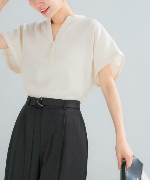 URBAN RESEARCH ROSSO / アーバンリサーチ ロッソ シャツ・ブラウス | UVカット/接触冷感 バンドカラー プルオーバー（オフホワイト）