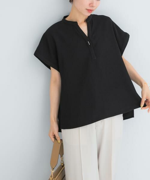 URBAN RESEARCH ROSSO / アーバンリサーチ ロッソ シャツ・ブラウス | UVカット/接触冷感 バンドカラー プルオーバー（ブラック）