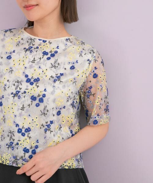 URBAN RESEARCH ROSSO / アーバンリサーチ ロッソ シャツ・ブラウス | フラワー刺繍セミシアーブラウス（ブルー系その他）