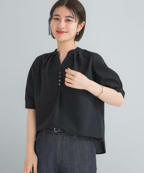 URBAN RESEARCH ROSSO / アーバンリサーチ ロッソ シャツ・ブラウス | 『UR TECH DRYLUXE』 デザインスリーブブラウス（ネイビー）