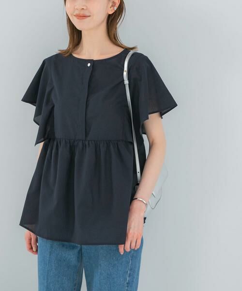 URBAN RESEARCH ROSSO / アーバンリサーチ ロッソ シャツ・ブラウス | 『WEB限定』『UR TECH Smart Linen Touch』フレアスリーブブラウス（ネイビー）