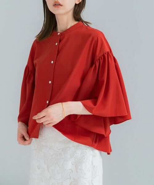 URBAN RESEARCH ROSSO / アーバンリサーチ ロッソ シャツ・ブラウス | UVカットウォッシャブルリネン混ブラウス（レッド）