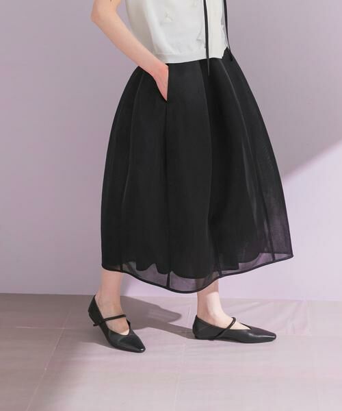 URBAN RESEARCH ROSSO / アーバンリサーチ ロッソ スカート | フラワーベルト付シアーダンボールスカート（ブラック）