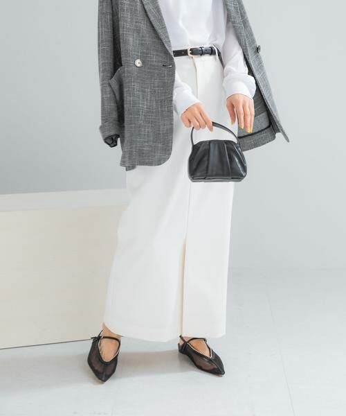 URBAN RESEARCH ROSSO / アーバンリサーチ ロッソ スカート | ベルト付ツイルストレッチスカート（ホワイト）