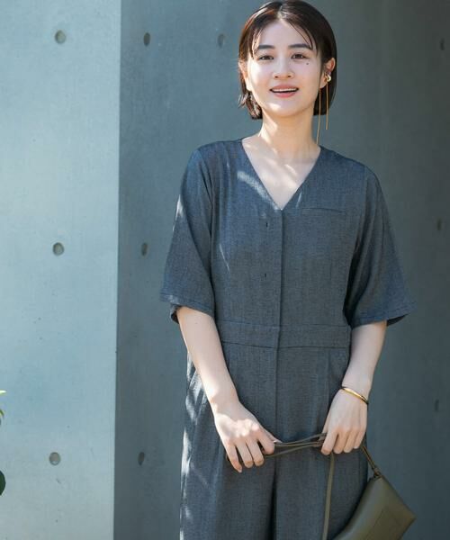 URBAN RESEARCH ROSSO / アーバンリサーチ ロッソ サロペット・オールインワン | リネンライク5分袖オールインワン | 詳細1