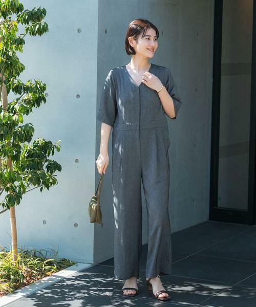 URBAN RESEARCH ROSSO / アーバンリサーチ ロッソ サロペット・オールインワン | リネンライク5分袖オールインワン | 詳細2