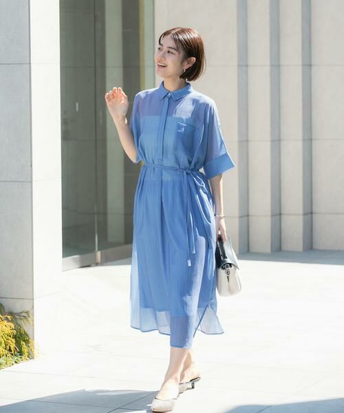 URBAN RESEARCH ROSSO / アーバンリサーチ ロッソ ワンピース | セミシアー5分袖シャツワンピース | 詳細14