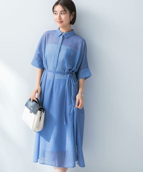 URBAN RESEARCH ROSSO / アーバンリサーチ ロッソ ワンピース | セミシアー5分袖シャツワンピース | 詳細15