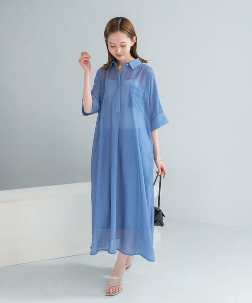 URBAN RESEARCH ROSSO / アーバンリサーチ ロッソ ワンピース | セミシアー5分袖シャツワンピース | 詳細18