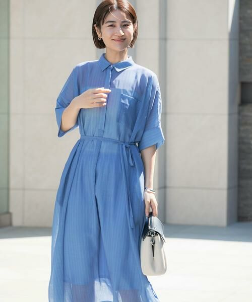 URBAN RESEARCH ROSSO / アーバンリサーチ ロッソ ワンピース | セミシアー5分袖シャツワンピース（ストライプ）