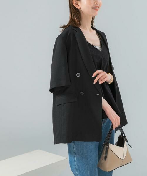 URBAN RESEARCH ROSSO / アーバンリサーチ ロッソ その他アウター | 防シワ リネンライクハーフスリーブジャケット（ブラック）