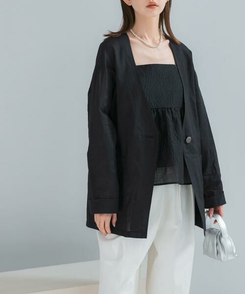 URBAN RESEARCH ROSSO / アーバンリサーチ ロッソ ノーカラージャケット | メモリーコットンライトジャケット | 詳細7