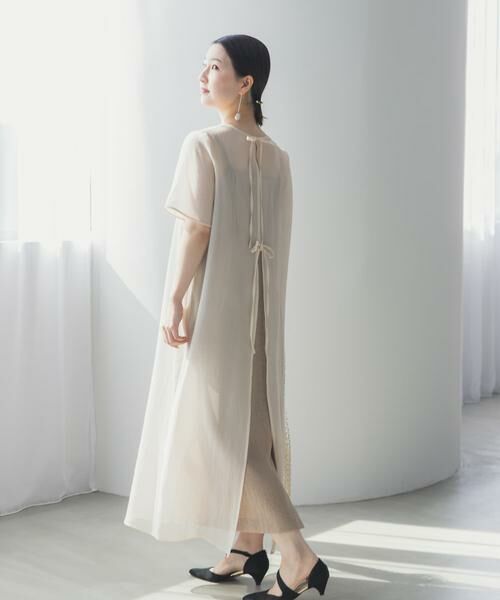 URBAN RESEARCH ROSSO / アーバンリサーチ ロッソ ドレス | ハーフスリーブオーガンジーバックオープンドレス | 詳細1