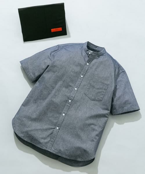 URBAN RESEARCH ROSSO / アーバンリサーチ ロッソ シャツ・ブラウス | 『WEB限定』『抗菌/消臭』『XXLサイズあり』ハイパフォーマンスバンドカラー半袖シャツ（インディゴブルー）