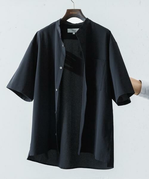 URBAN RESEARCH ROSSO / アーバンリサーチ ロッソ シャツ・ブラウス | 『WEB限定』『XLサイズあり』『吸水速乾』Air Stretch バンドカラーシャツ（ブラック）