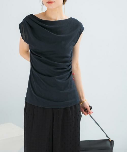 URBAN RESEARCH ROSSO / アーバンリサーチ ロッソ Tシャツ | クールタッチ デザインドレープカットソー（ネイビー）