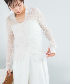 URBAN RESEARCH ROSSO / アーバンリサーチ ロッソ カーディガン・ボレロ | リネン混クロシェニットカーディガン