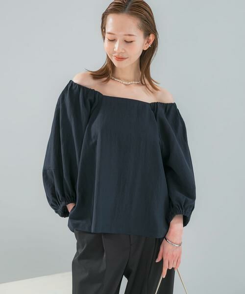 URBAN RESEARCH ROSSO / アーバンリサーチ ロッソ シャツ・ブラウス | キュプラリネンオフショル2WAYブラウス（ネイビー）