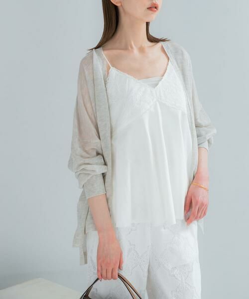 URBAN RESEARCH ROSSO / アーバンリサーチ ロッソ キャミソール・チューブトップ | リネン混レイヤードレースキャミソール | 詳細1