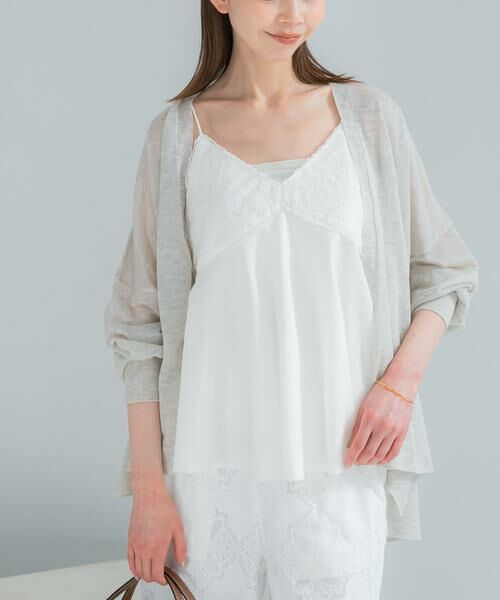 URBAN RESEARCH ROSSO / アーバンリサーチ ロッソ キャミソール・チューブトップ | リネン混レイヤードレースキャミソール（ホワイト）