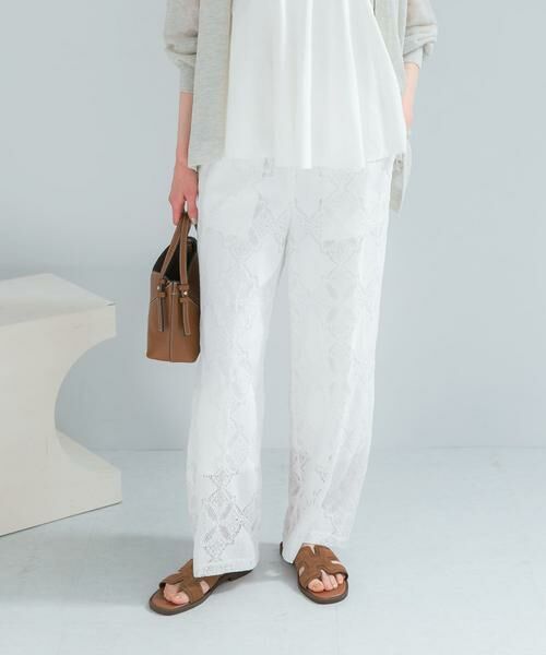 URBAN RESEARCH ROSSO / アーバンリサーチ ロッソ その他パンツ | パネルレースストレートイージーパンツ（ホワイト）