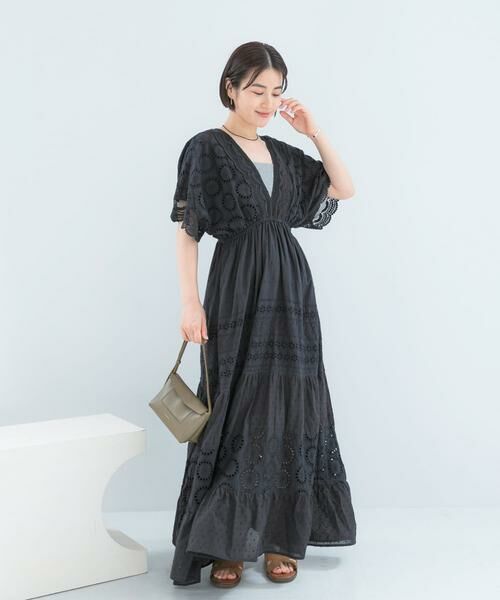 URBAN RESEARCH ROSSO / アーバンリサーチ ロッソ ワンピース | Made In Indiaエンブロイダリーワンピース（ブラック）