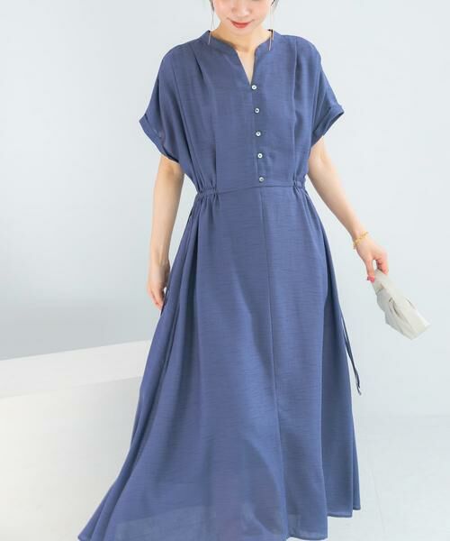 URBAN RESEARCH ROSSO / アーバンリサーチ ロッソ ワンピース | ウォッシャブルセミシアー2WAYネックワンピース（ブルー）