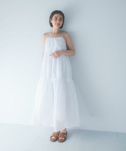 URBAN RESEARCH ROSSO / アーバンリサーチ ロッソ ワンピース | MARILYN MOON　SHEER TIERED DRESS（ホワイト）