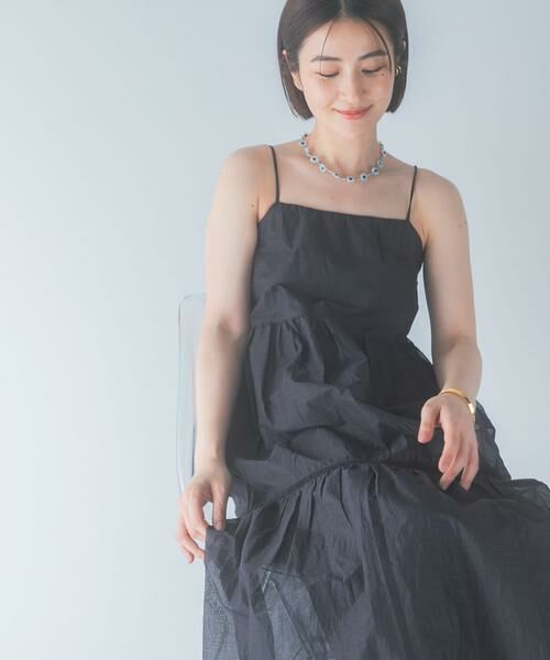 URBAN RESEARCH ROSSO / アーバンリサーチ ロッソ ワンピース | MARILYN MOON　SHEER TIERED DRESS（ブラック）