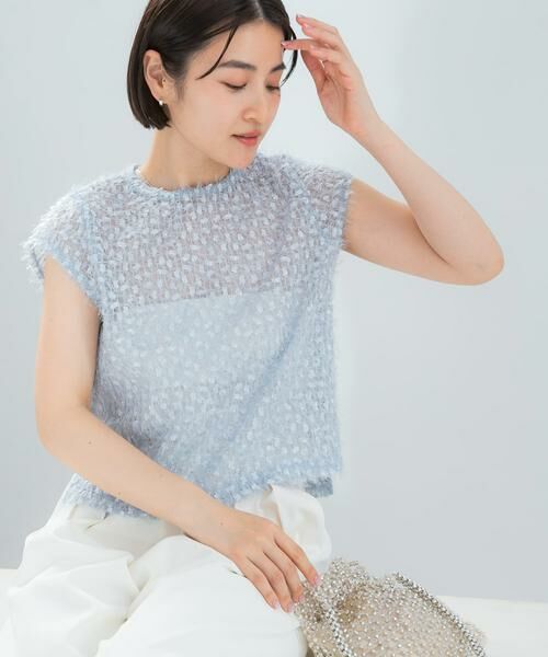 URBAN RESEARCH ROSSO / アーバンリサーチ ロッソ シャツ・ブラウス | フェザーフラッグチュールプルオーバー（ブルー系その他）