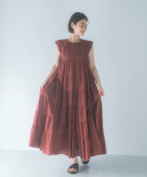 URBAN RESEARCH ROSSO / アーバンリサーチ ロッソ ワンピース | インドコットンティアードワンピース（ブラウン）
