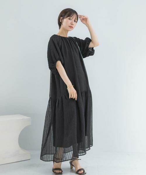 URBAN RESEARCH ROSSO / アーバンリサーチ ロッソ ワンピース | シアーストライプボリュームスリーブワンピース | 詳細6
