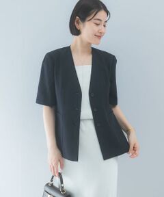 URBAN RESEARCH ROSSO / アーバンリサーチ ロッソ ノーカラージャケット | クールタッチ 防シワ ハーフスリーブジャケット