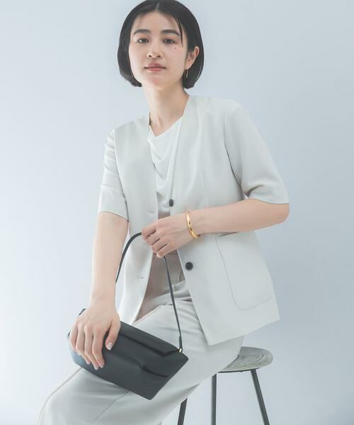 URBAN RESEARCH ROSSO / アーバンリサーチ ロッソ ノーカラージャケット | クールタッチ 防シワ ハーフスリーブジャケット | 詳細14