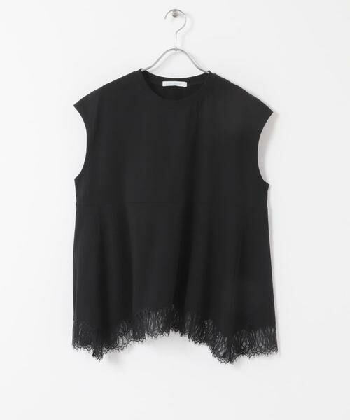 URBAN RESEARCH ROSSO / アーバンリサーチ ロッソ Tシャツ | CHIGNON　レースフレンチカットソー（ブラック）