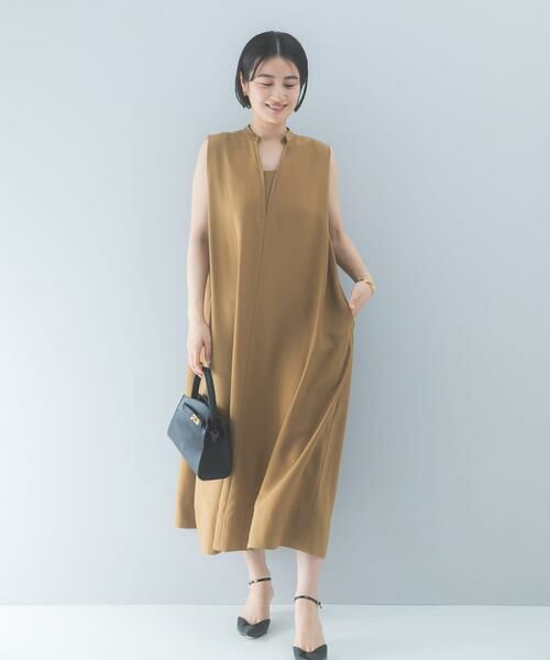 URBAN RESEARCH ROSSO / アーバンリサーチ ロッソ ワンピース | クールタッチ 吸水速乾キーネックフレアワンピース（イエロー系その他）