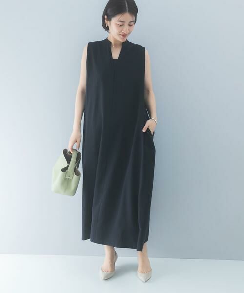 URBAN RESEARCH ROSSO / アーバンリサーチ ロッソ ワンピース | クールタッチ 吸水速乾キーネックフレアワンピース（ネイビー）