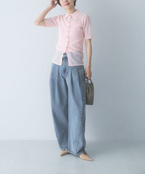 URBAN RESEARCH ROSSO / アーバンリサーチ ロッソ カーディガン・ボレロ | ELENDEEK　SHEER PLEATS KNIT TOP | 詳細6