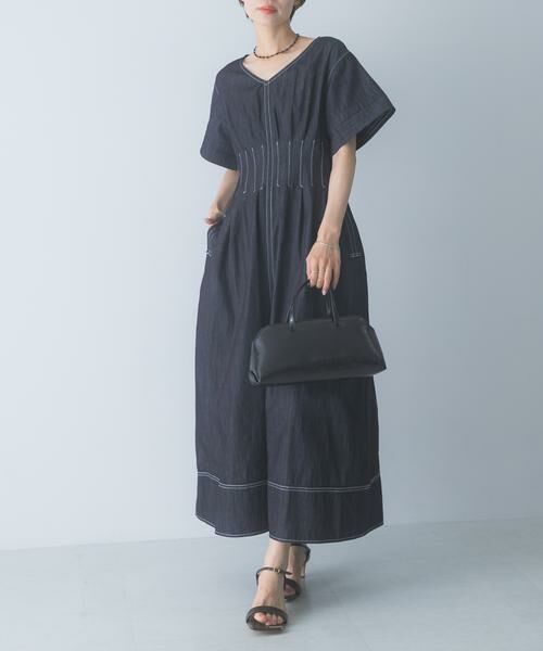 URBAN RESEARCH ROSSO / アーバンリサーチ ロッソ ワンピース | ELENDEEK　WAIST TUCKED ONE-PIECE（インディゴブルー）