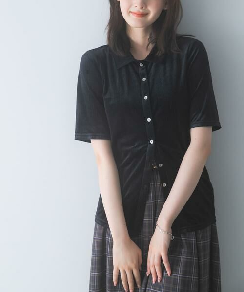 URBAN RESEARCH ROSSO / アーバンリサーチ ロッソ Tシャツ | シアーストライプベロアポロカットソー | 詳細9