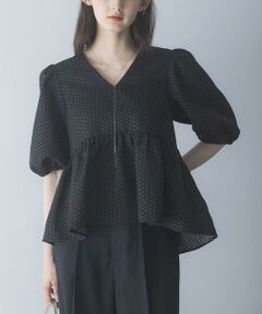 URBAN RESEARCH ROSSO / アーバンリサーチ ロッソ シャツ・ブラウス | 『WEB限定』ジャガードペプラムＶネックブラウス